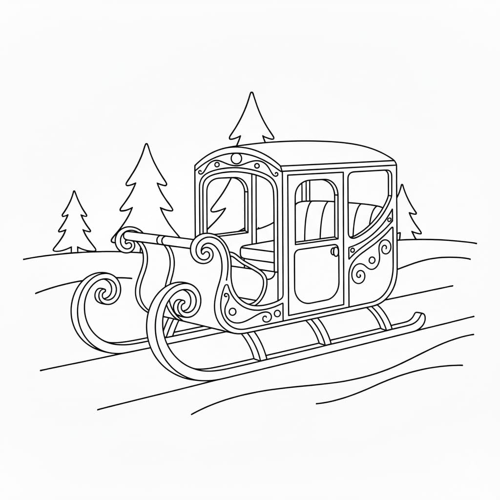 ζωγραφική Δωρεάν εκτύπωση έλκηθρου για παιδιά