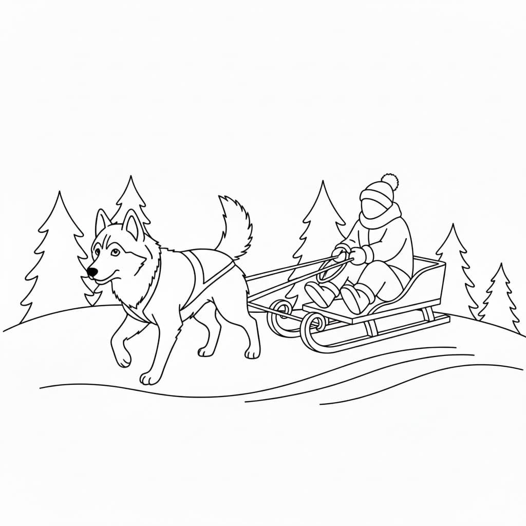 ζωγραφική Εκτυπώσιμο έλκηθρο δωρεάν