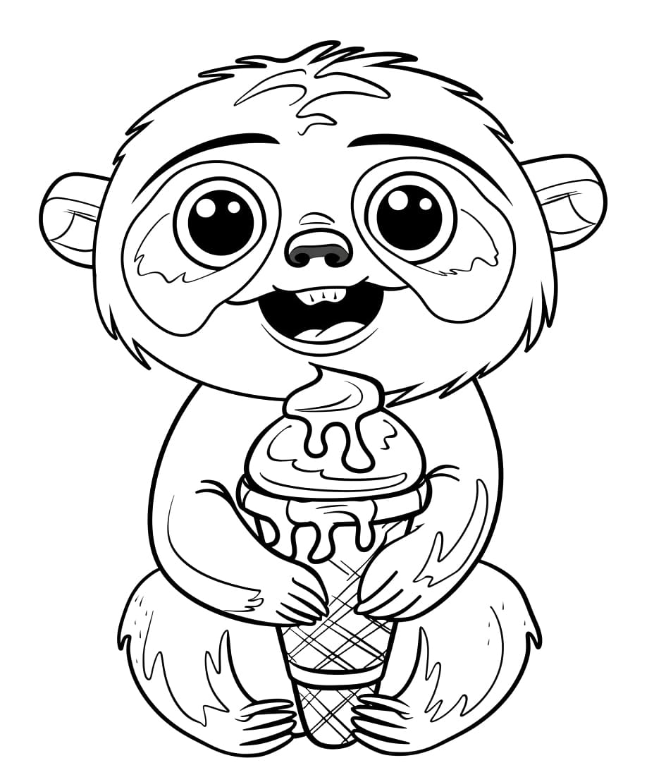 ζωγραφική Η Φυλλοφάγα κρατά παγωτό