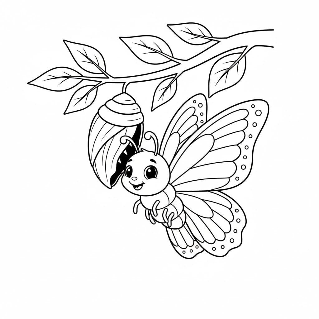 ζωγραφική Κάμπια που μεγαλώνει πεταλούδα