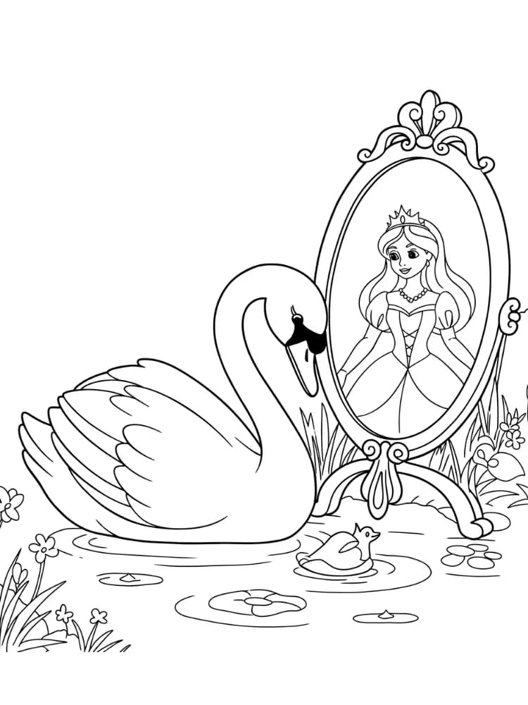 ζωγραφική Κύκνος και πριγκίπισσα