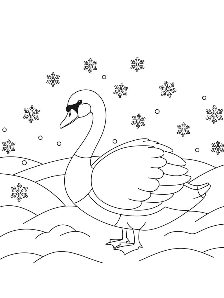 ζωγραφική Κύκνος με χιόνι