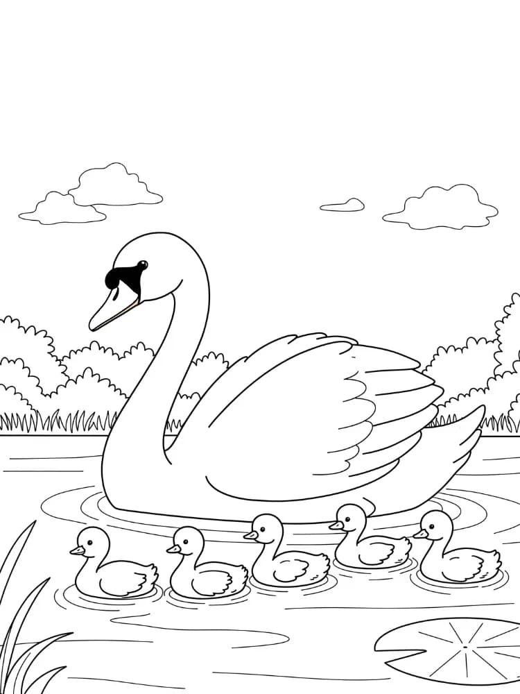 ζωγραφική Κύκνος που κολυμπάει