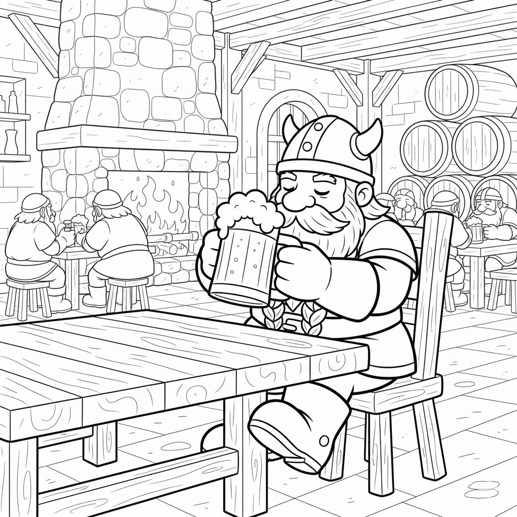 ζωγραφική Νάνος πίνει μπύρα