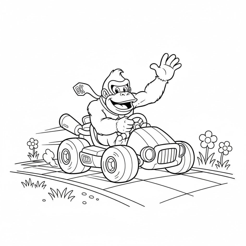 ζωγραφική Ντόνκι Κονγκ στο αυτοκίνητο Μάριο Καρτ