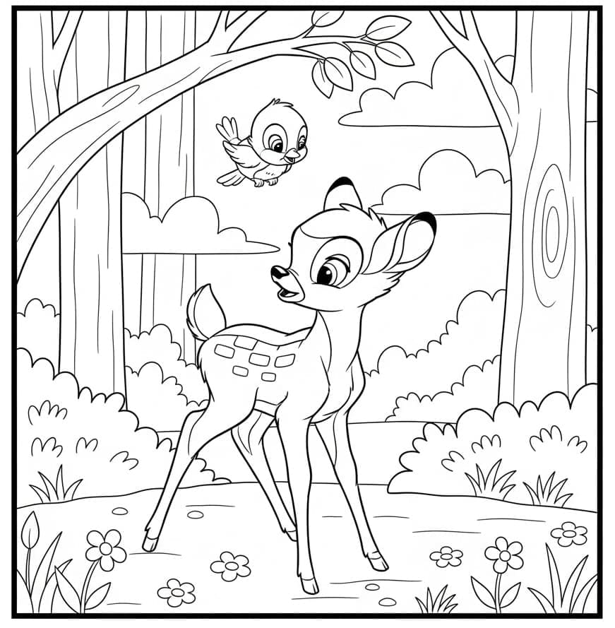 ζωγραφική Ο Μπάμπι και το Πουλί