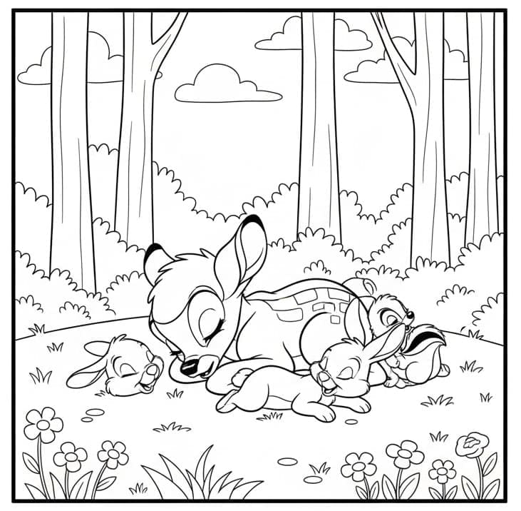 ζωγραφική Ο Μπάμπι κοιμάται