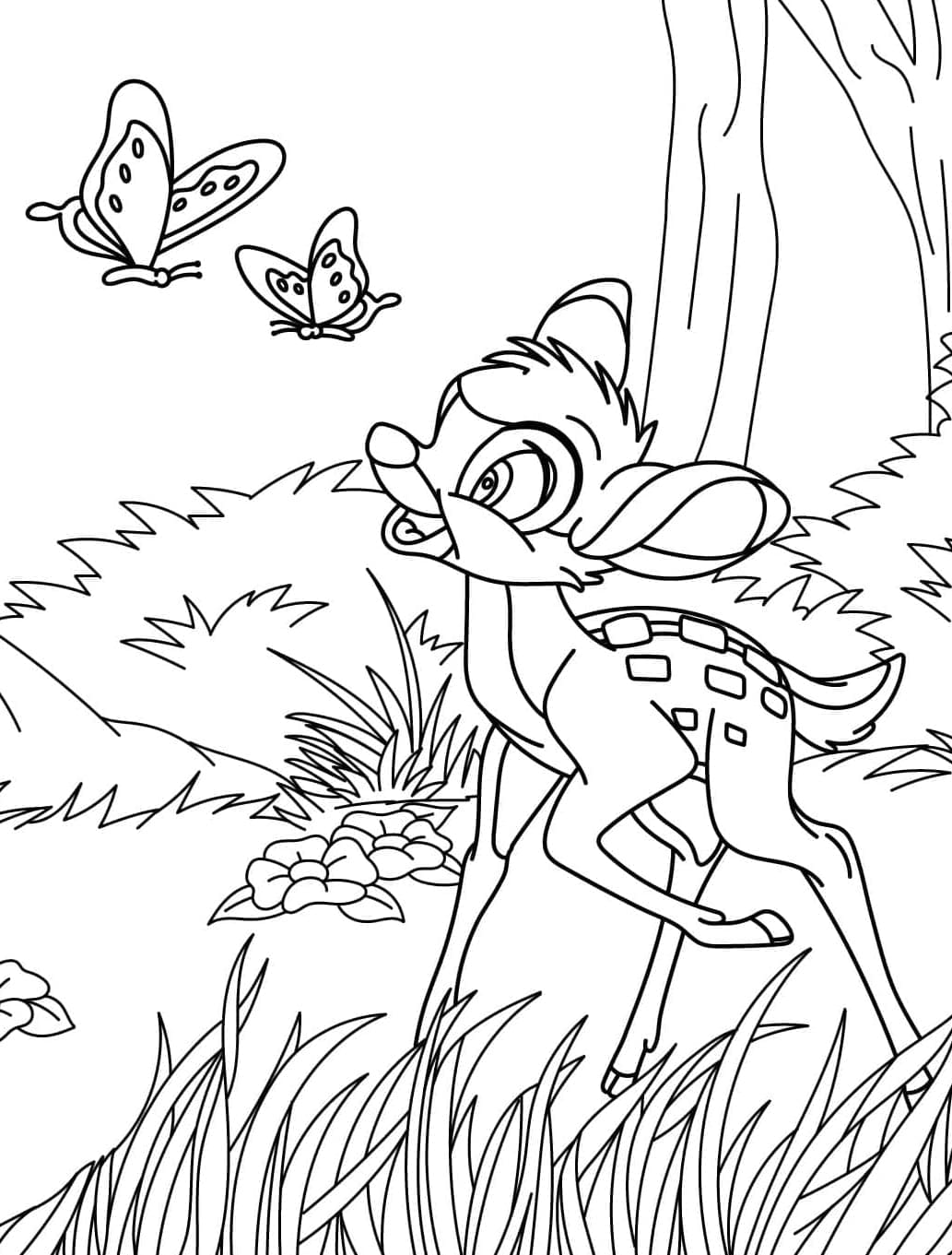 ζωγραφική Ο Μπάμπι παίζει στο δάσος