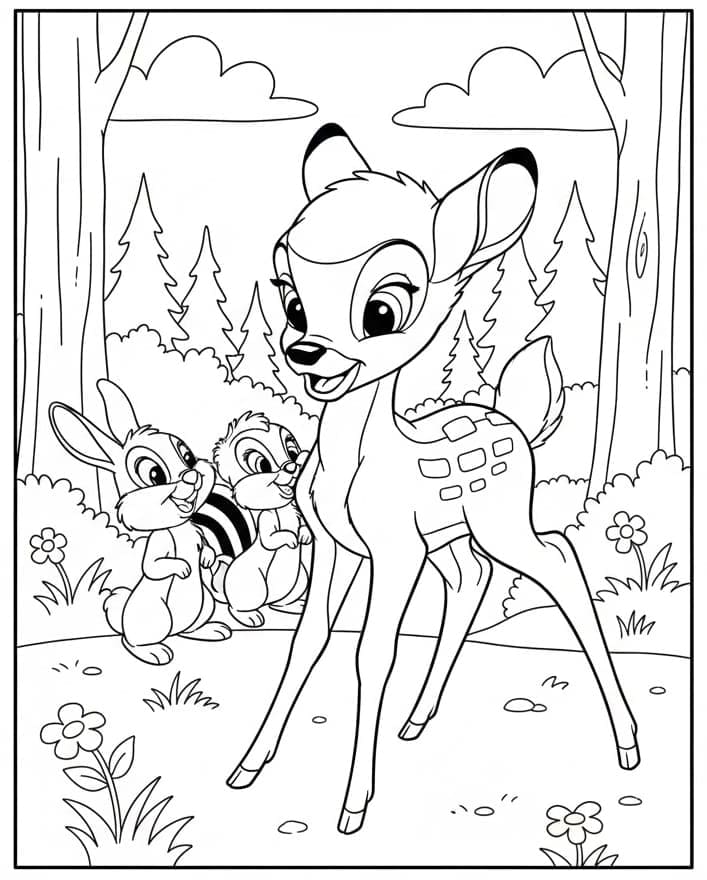 ζωγραφική Ο Μπάμπι στο Δάσος