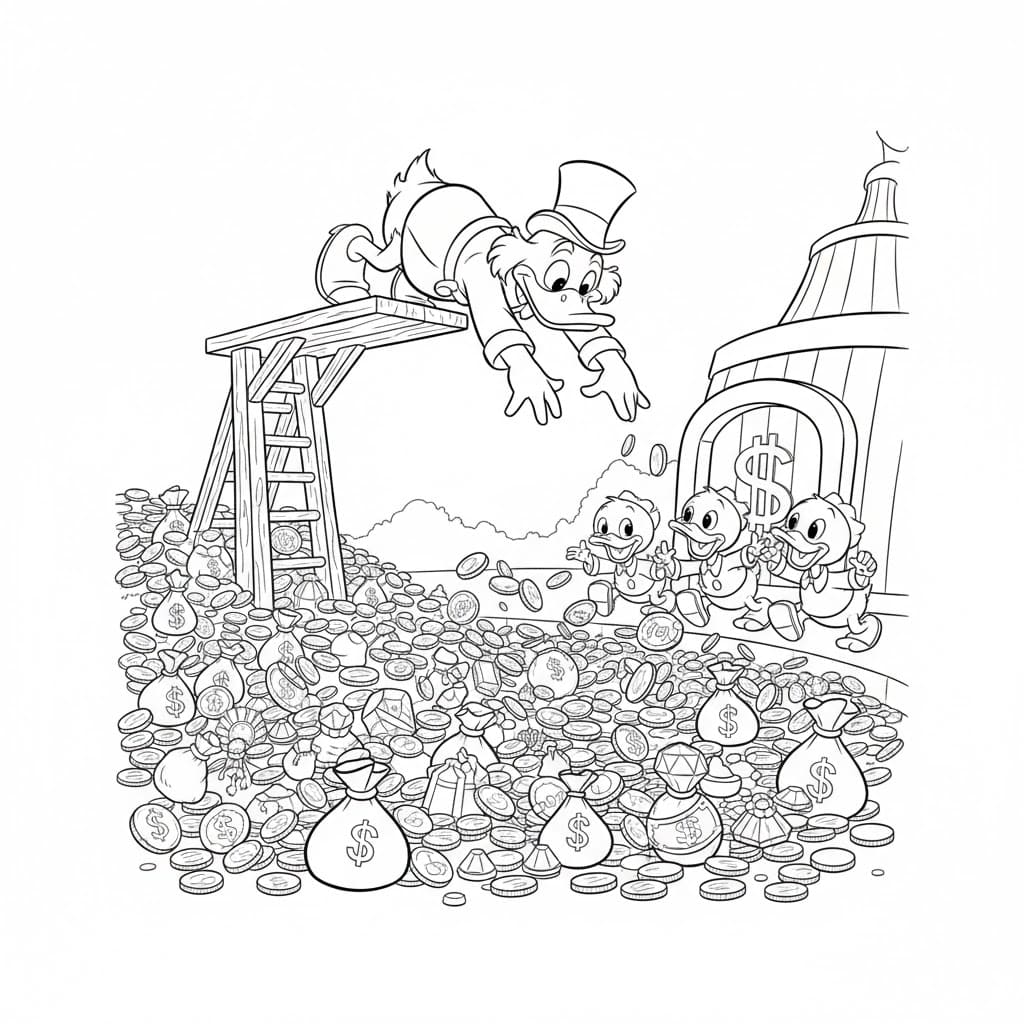 ζωγραφική Ο Σκρουτζ Μακ Ντακ είναι πολύ ωραίος.