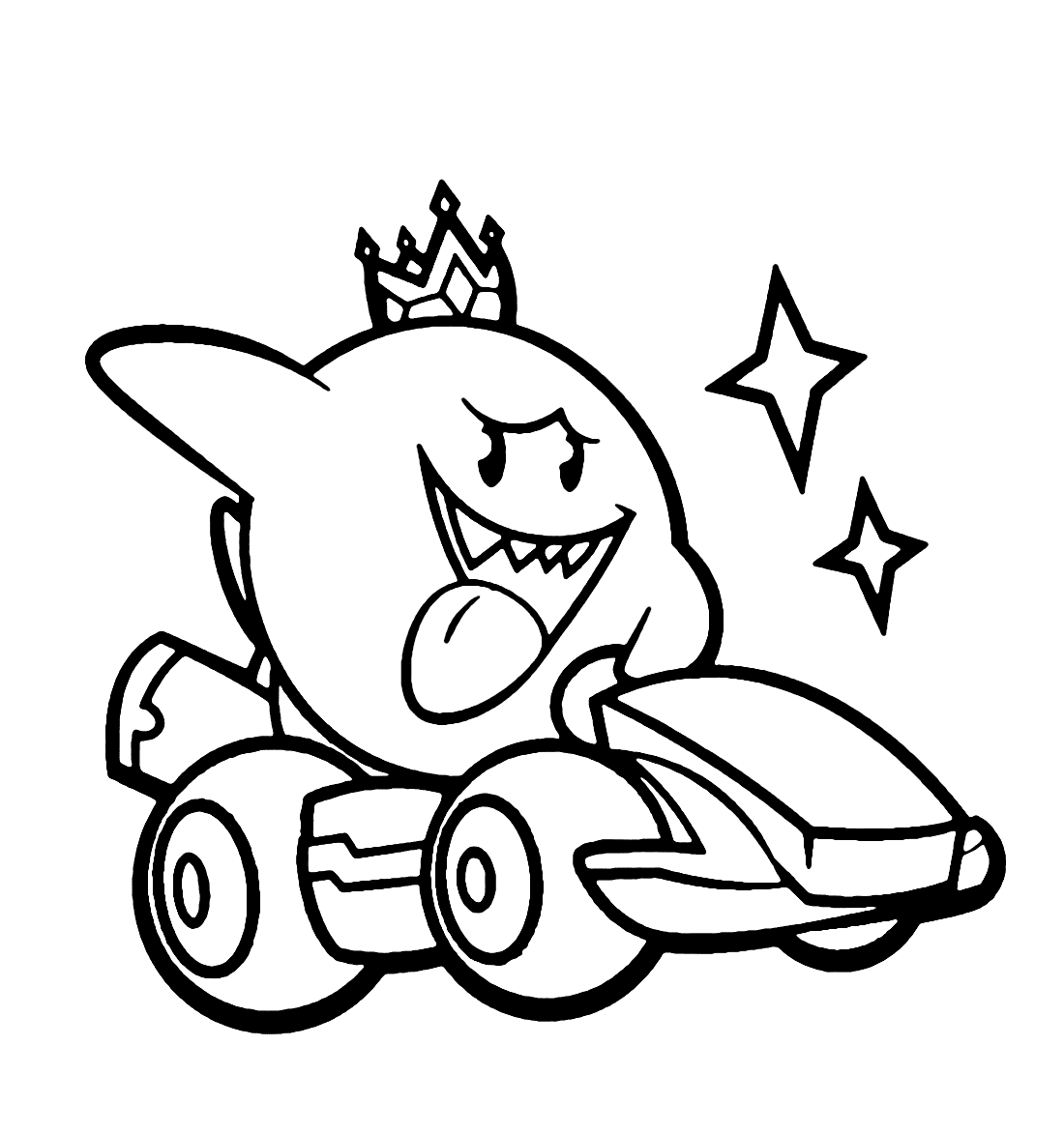 ζωγραφική Ο Βασιλιάς Πο με το αυτοκίνητο Μάριο Καρτ