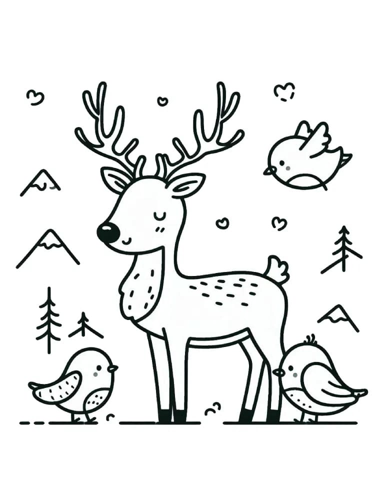 ζωγραφική Πουλί και τάρανδος