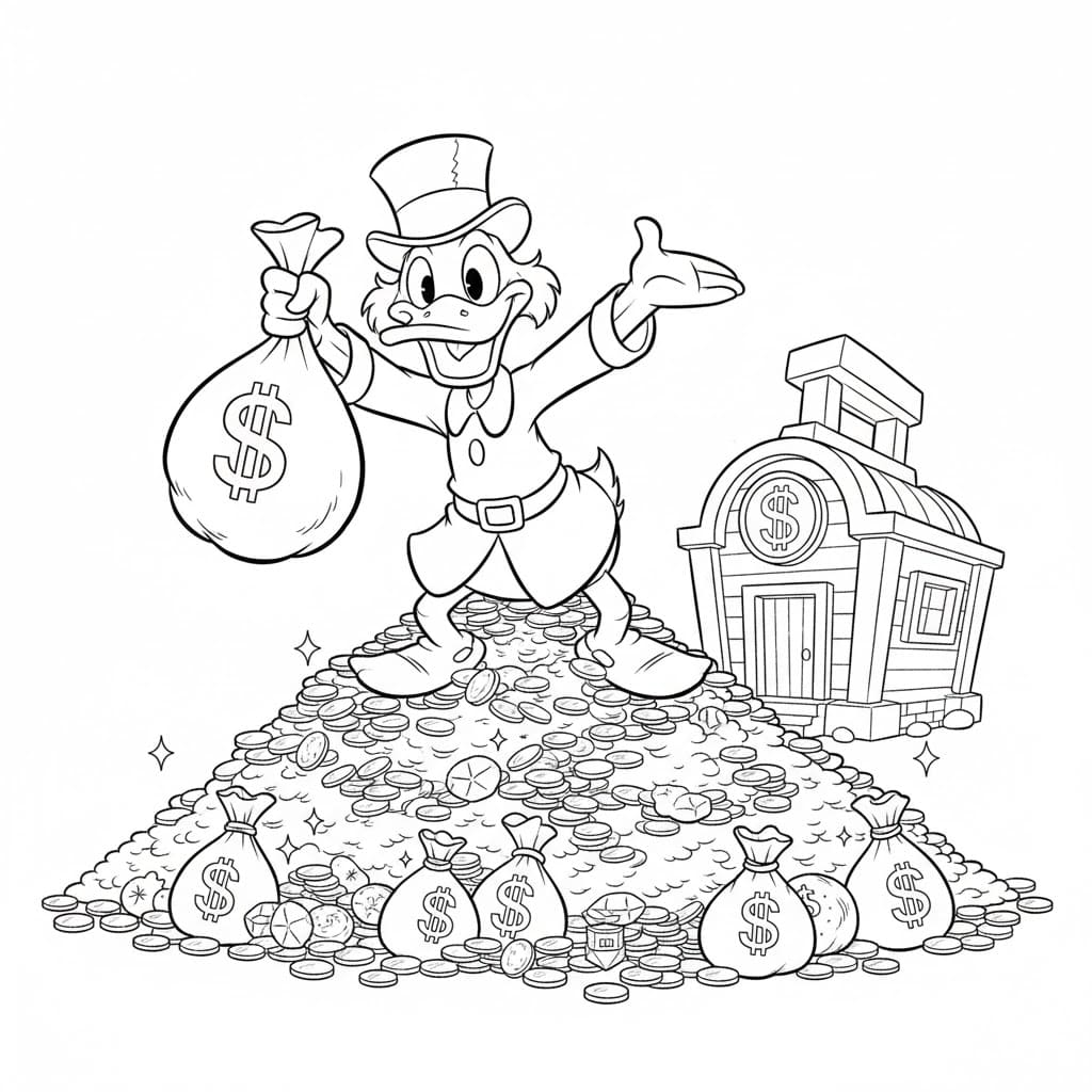 ζωγραφική Σκρουτζ Μακ Ντακ δωρεάν για παιδιά