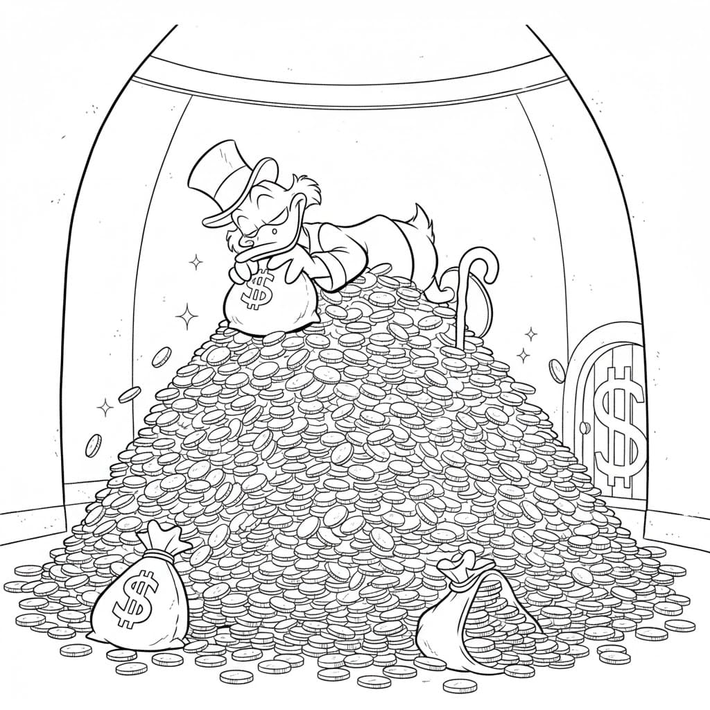 ζωγραφική Σκρουτζ Μακ Ντακ ύπνος