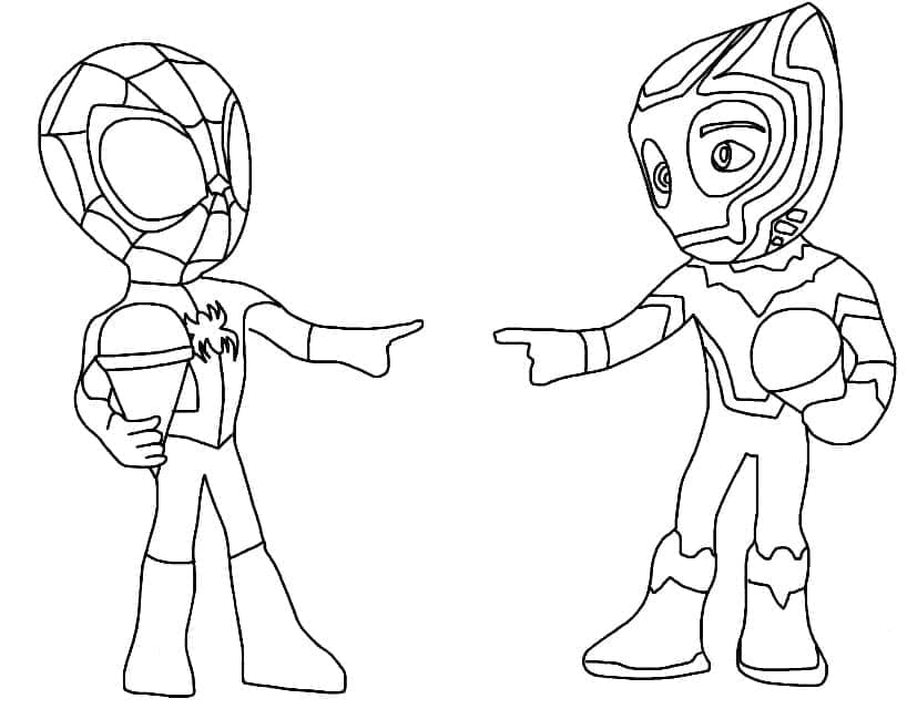 ζωγραφική Spidey και Μαύρος Πάνθηρας