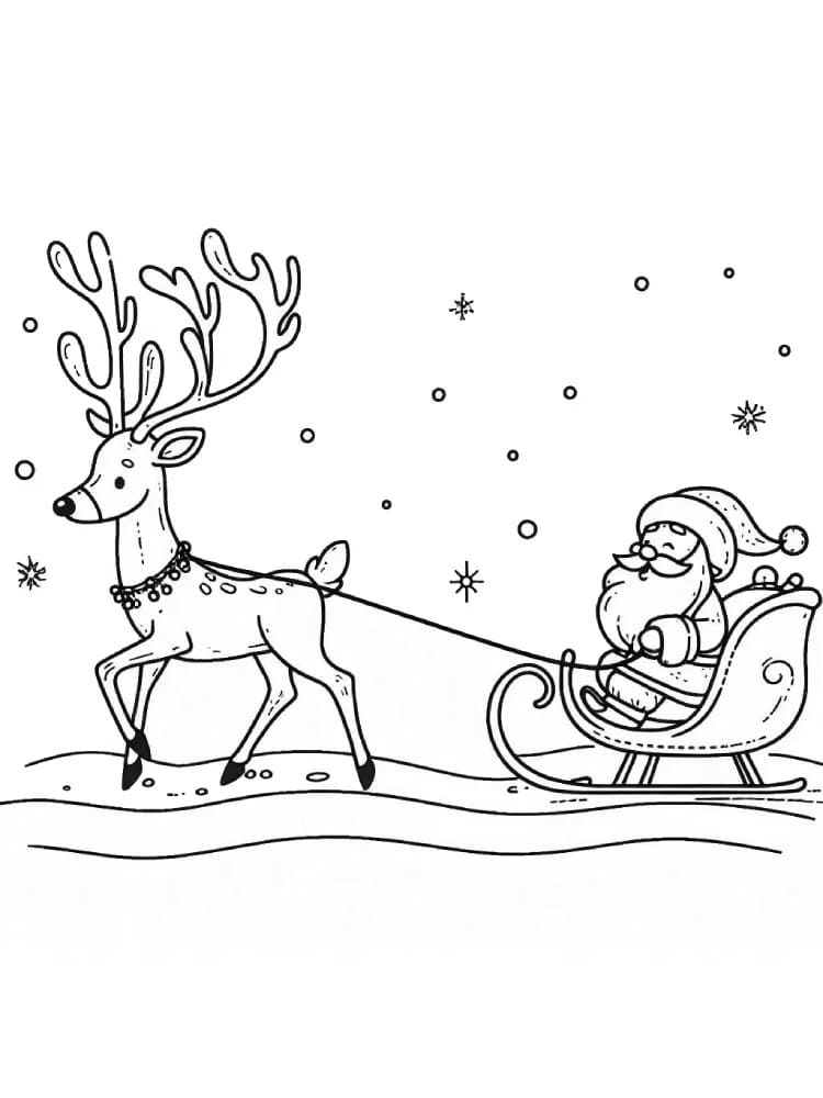 ζωγραφική Τάρανδος και Άγιος Βασίλης