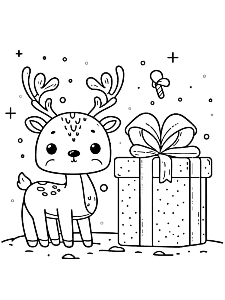 ζωγραφική Τάρανδος και δώρο