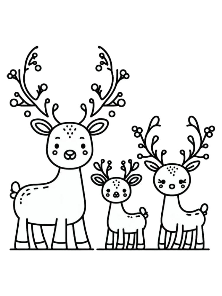 ζωγραφική Τάρανδος και δύο παιδιά ταράνδων