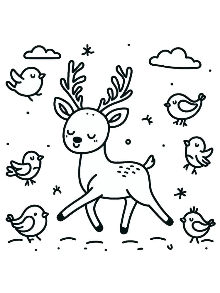 ζωγραφική Τάρανδος και φίλος