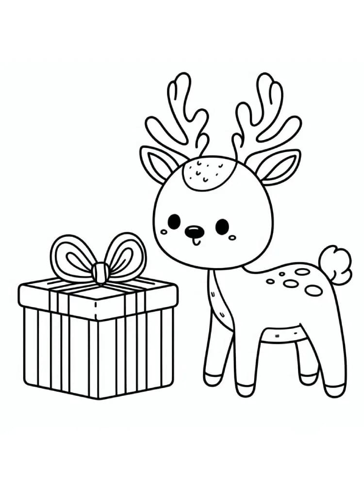 ζωγραφική Τάρανδος και κουτί