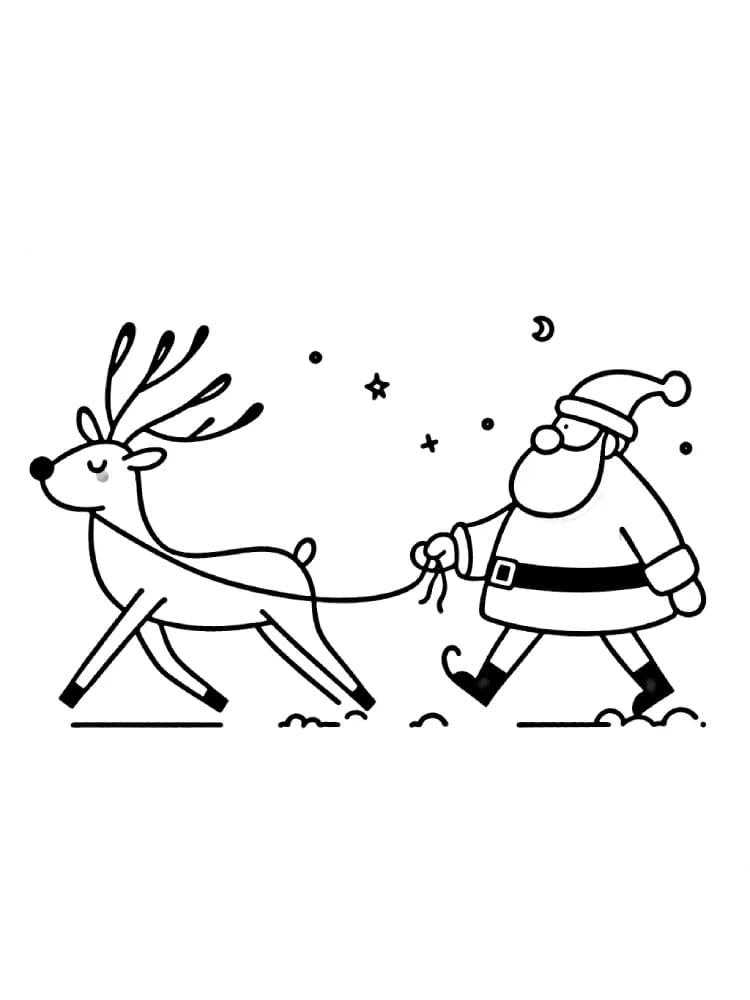 ζωγραφική Τάρανδος που τραβάει τον Άγιο Βασίλη