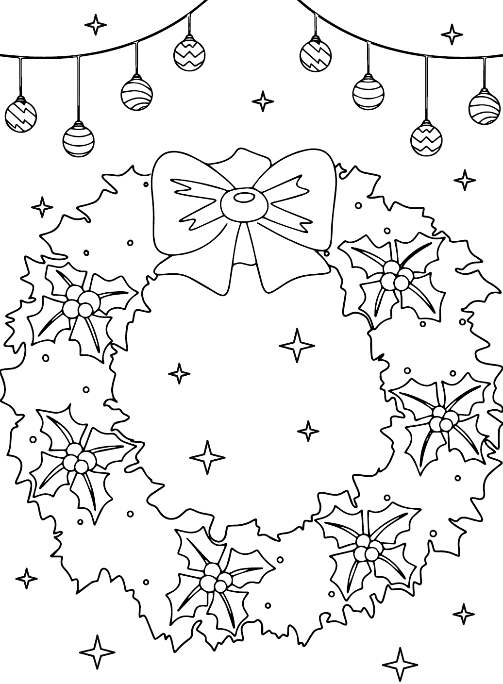 ζωγραφική Χριστουγεννιάτικο στεφάνι εκτύπωσης δωρεάν