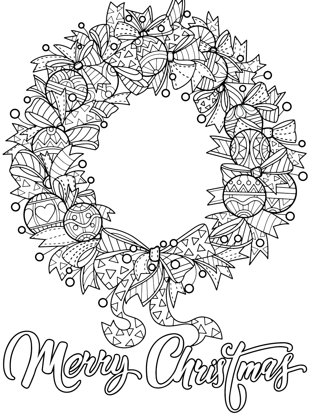 ζωγραφική Χριστουγεννιάτικο στεφάνι για εκτύπωση