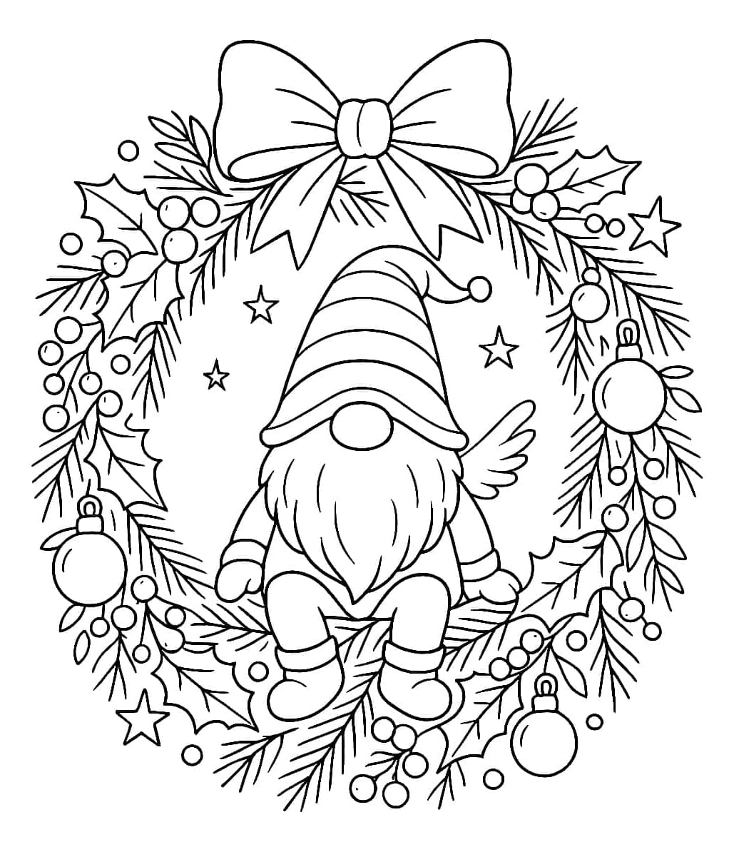 ζωγραφική Χριστουγεννιάτικο στεφάνι κινουμένων σχεδίων