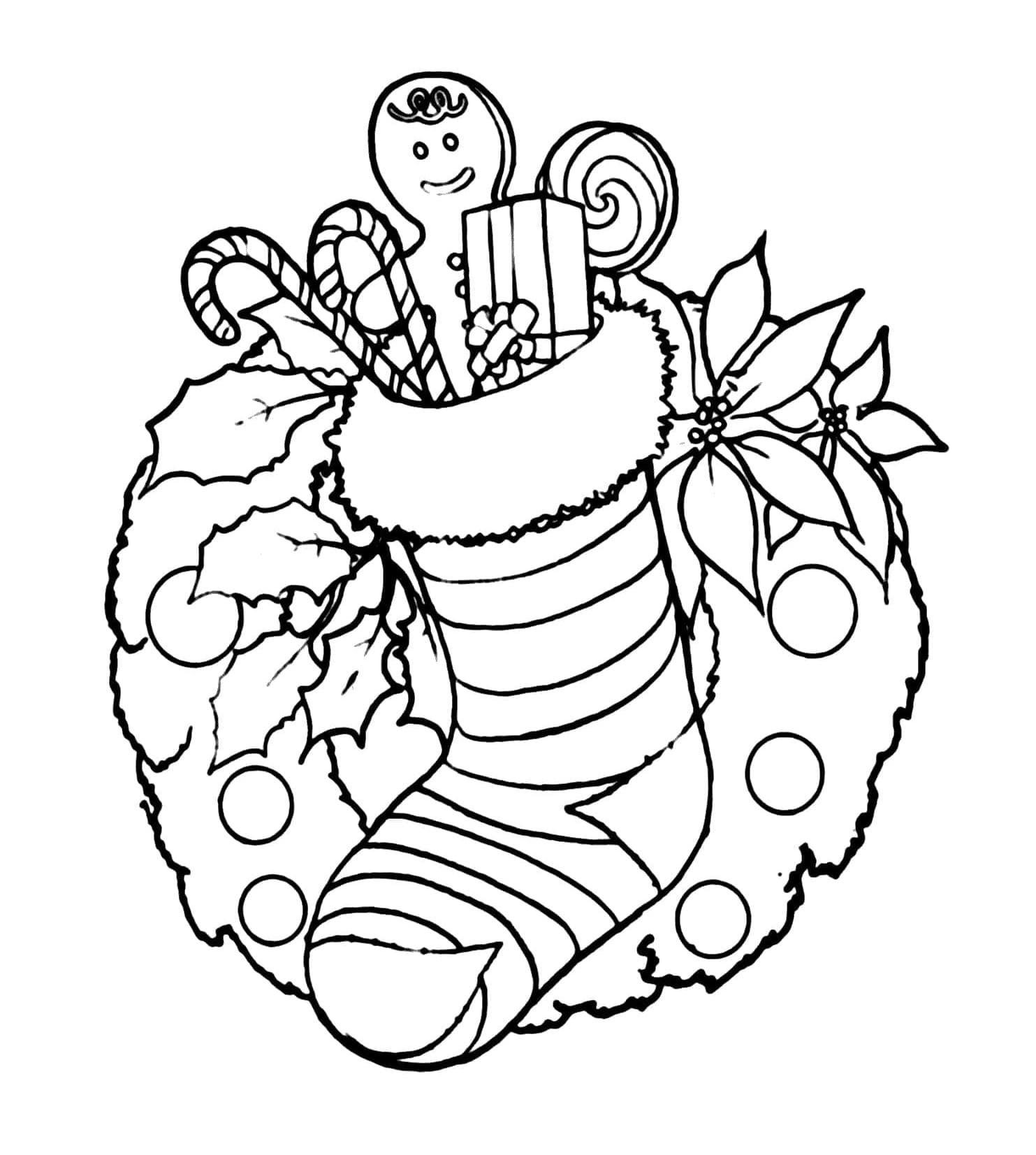 ζωγραφική Χριστουγεννιάτικο στεφάνι με κάλτσες