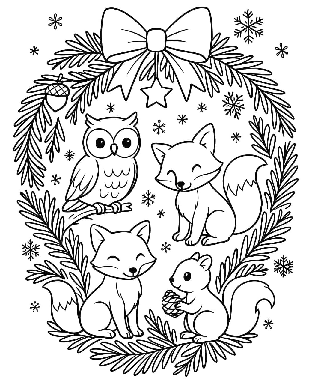 ζωγραφική Χριστουγεννιάτικο στεφάνι ζώου