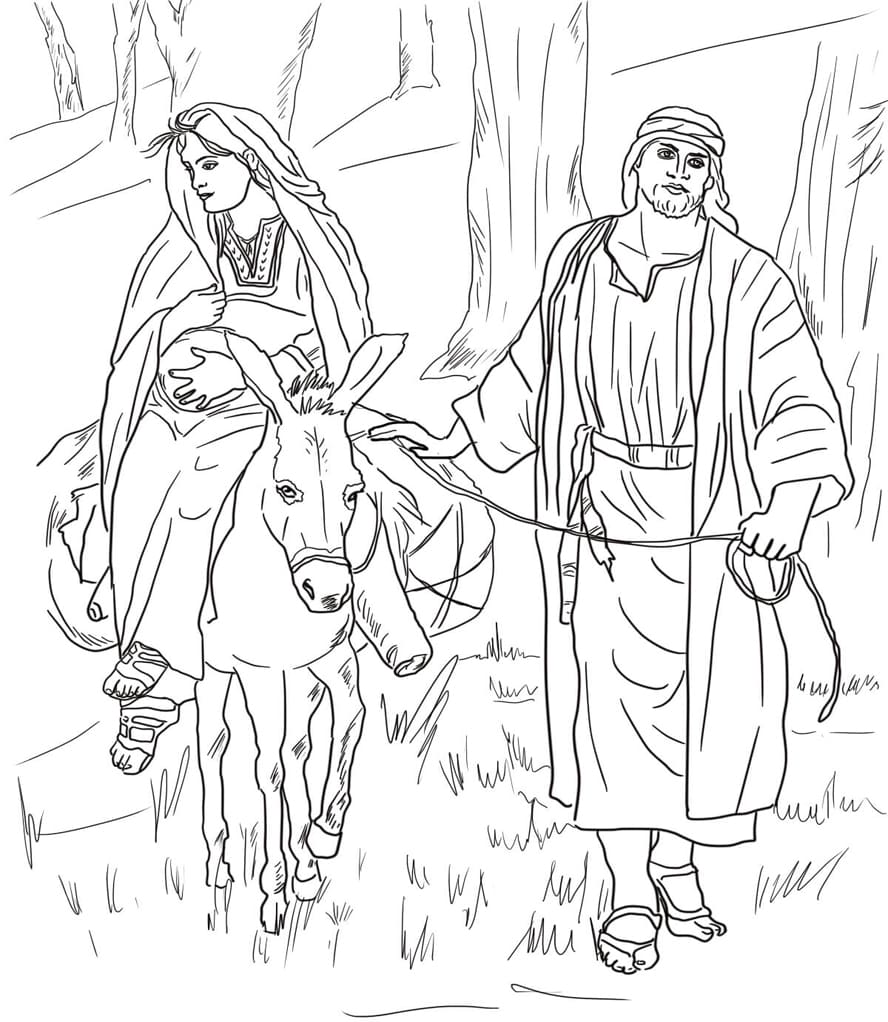 ζωγραφική Η Μαρία και ο Ιωσήφ καθ' οδόν προς τη Βηθλεέμ