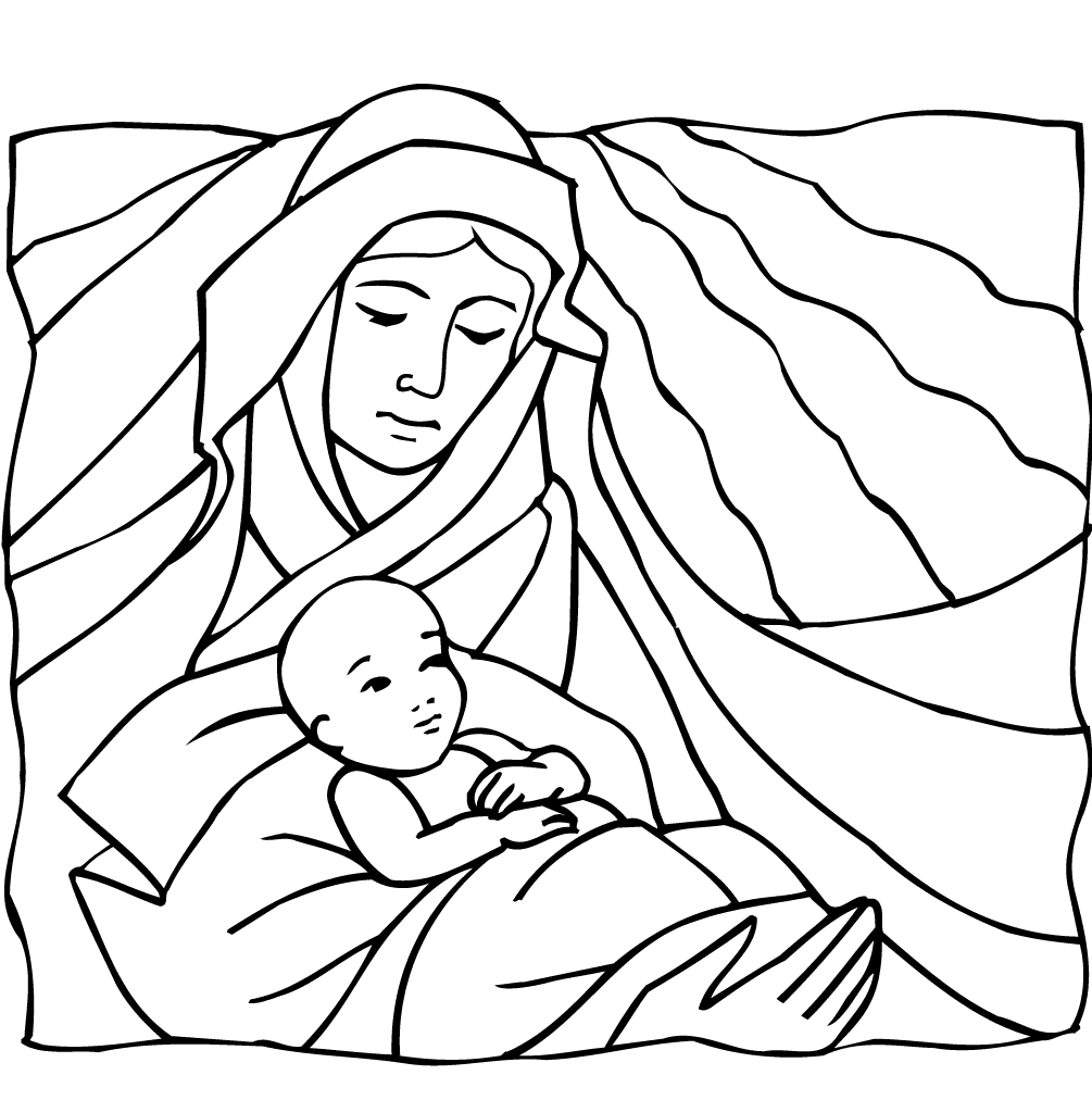 ζωγραφική Η Μαρία κρατάει το μωρό Ιησού