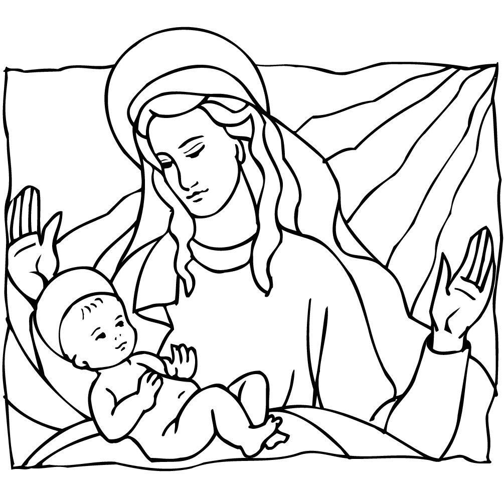 ζωγραφική Μαρία και μωρό Ιησούς