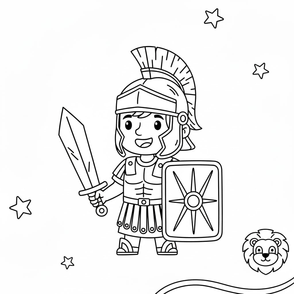 ζωγραφική Μονομάχος κρατώντας ασπίδα και σπαθί