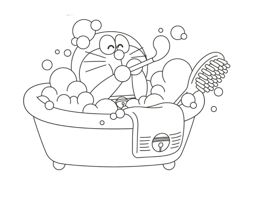 ζωγραφική Ντοραέμον στο μπάνιο