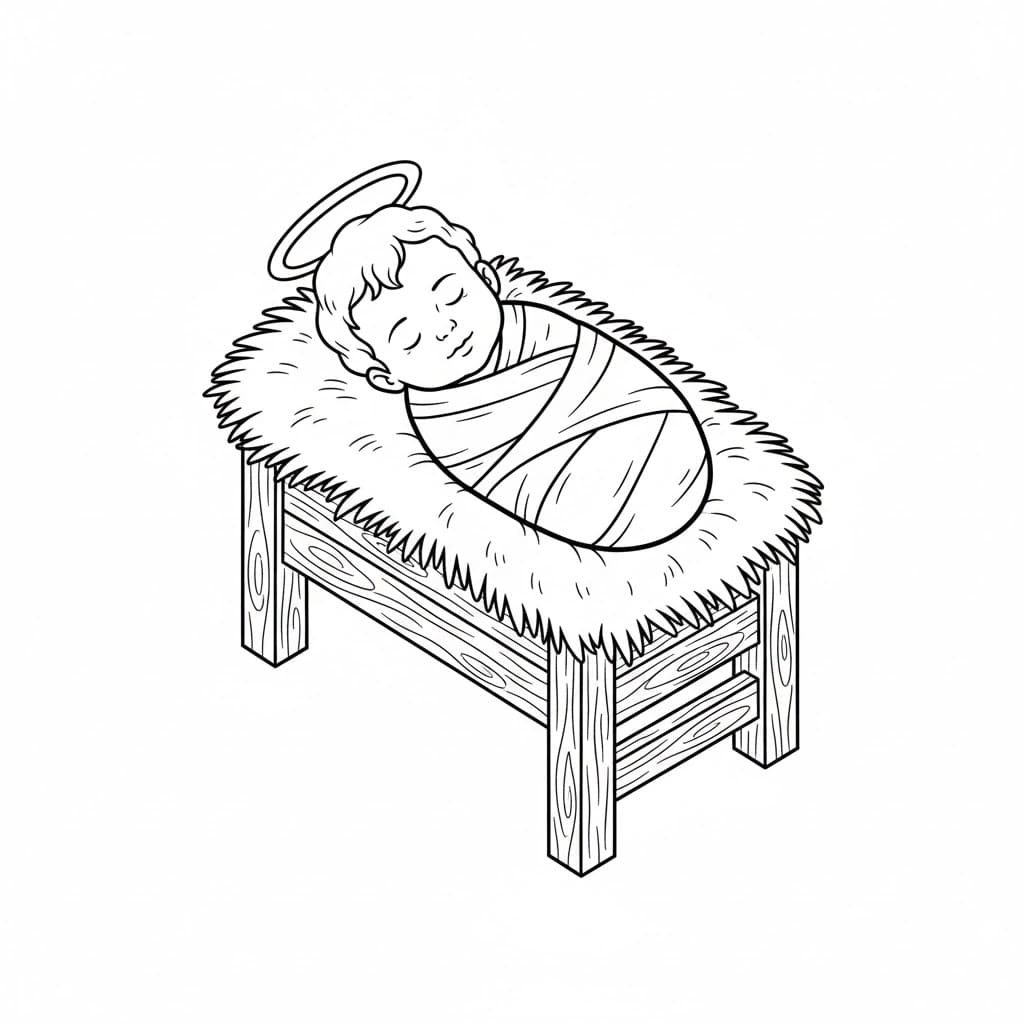 ζωγραφική Ο μικρός Ιησούς ξαπλώνει στην κούνια