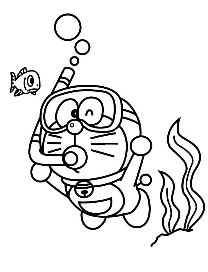 ζωγραφική Ο Ντόραεμον κάνει κατάδυση