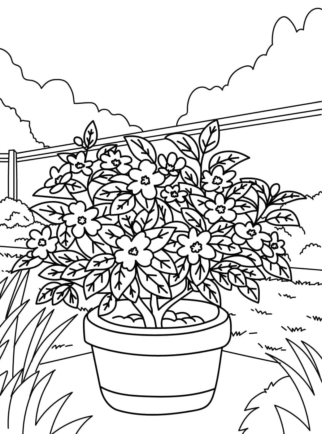 ζωγραφική Όμορφη γλάστρα με δέντρο δωρεάν