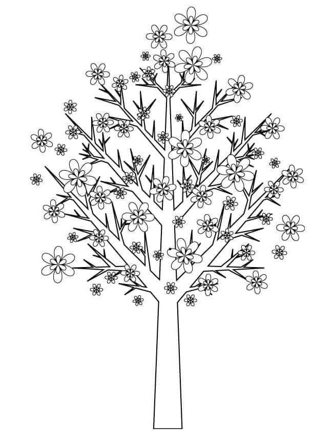 ζωγραφική Όμορφο δέντρο με λουλούδια