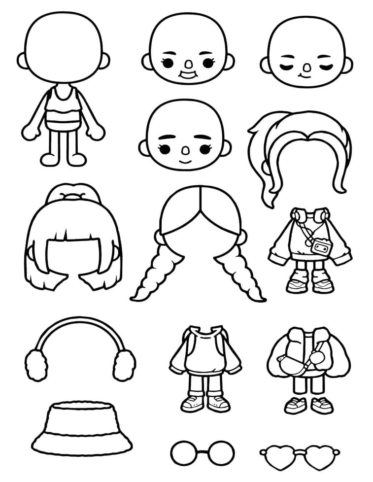 ζωγραφική Πρότυπο για τις χάρτινες κούκλες Toca Boca