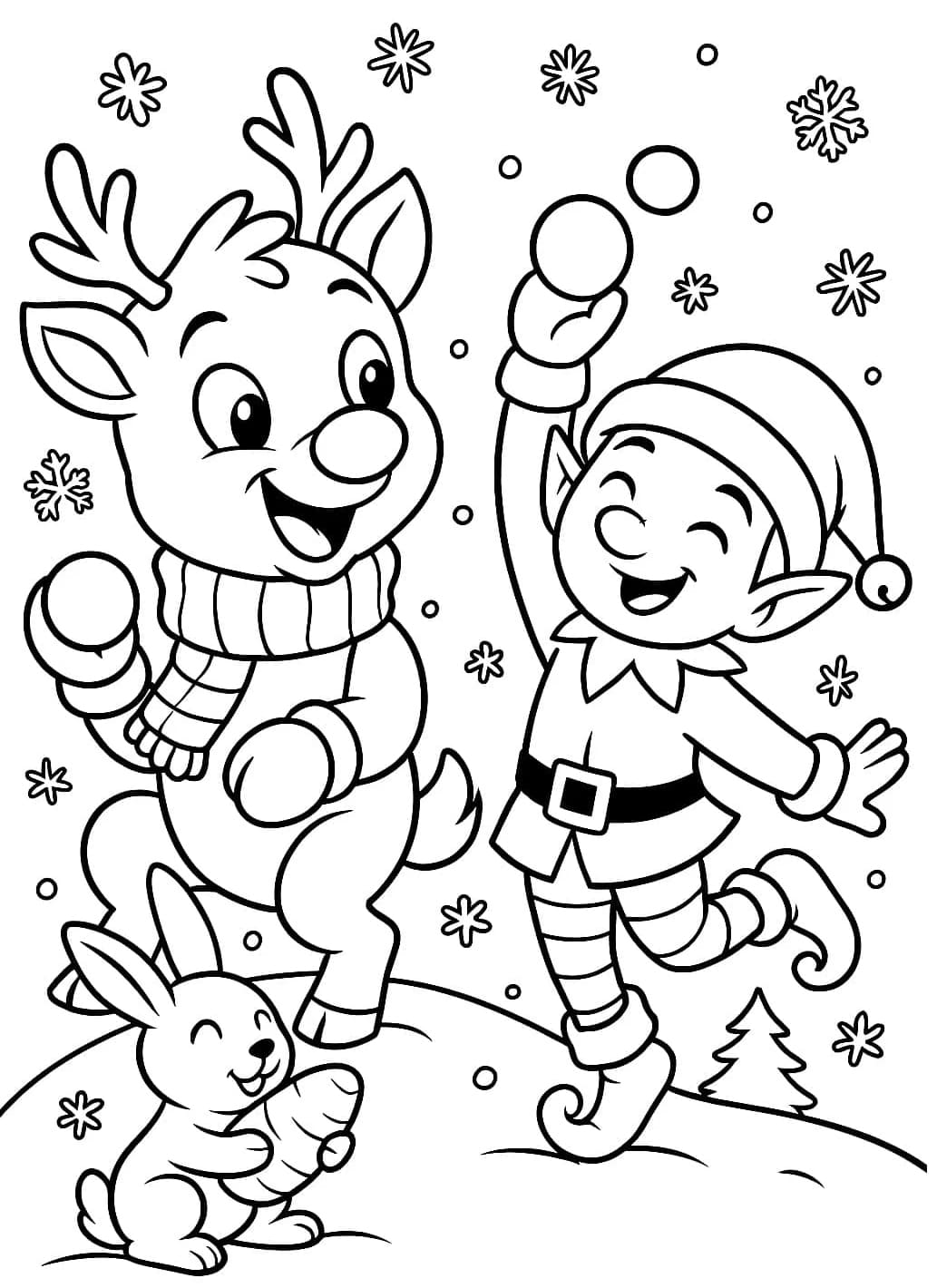 ζωγραφική Ρούντολφ και ξωτικό των Χριστουγέννων