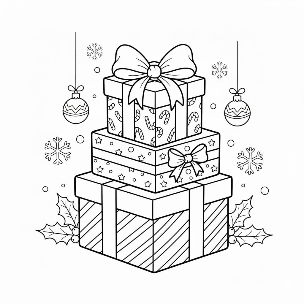 ζωγραφική Τα χριστουγεννιάτικα δώρα είναι πολύ απλά