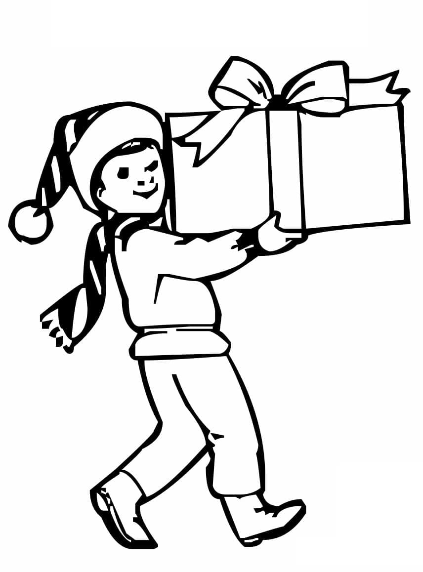 ζωγραφική Το αγόρι και τα χριστουγεννιάτικα δώρα του