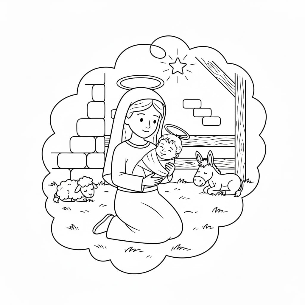 ζωγραφική Το μωρό Ιησούς κρατιέται