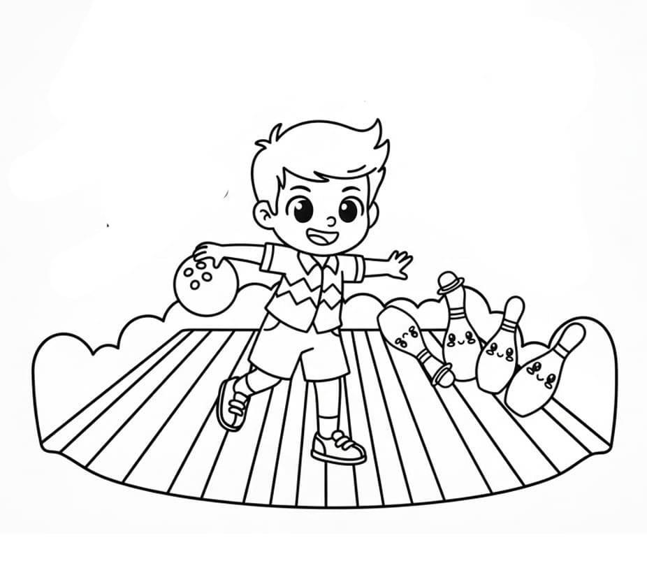 ζωγραφική Αγόρι παίζει μπόουλινγκ