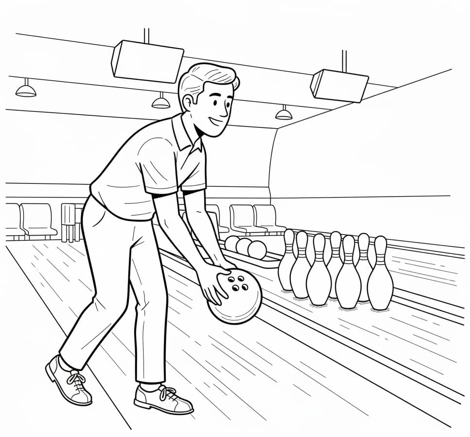ζωγραφική Αγόρι που παίζει μπόουλινγκ