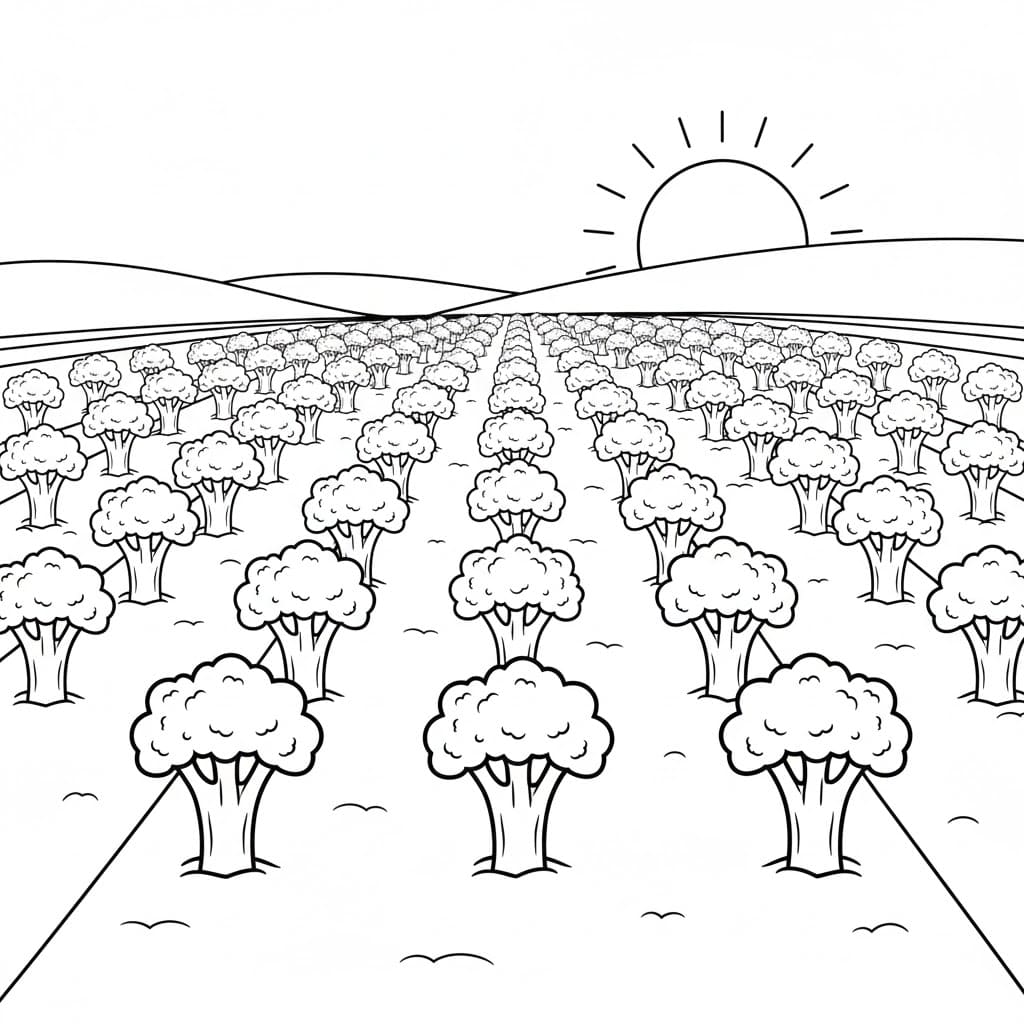 ζωγραφική Μπρόκολο στο χωράφι