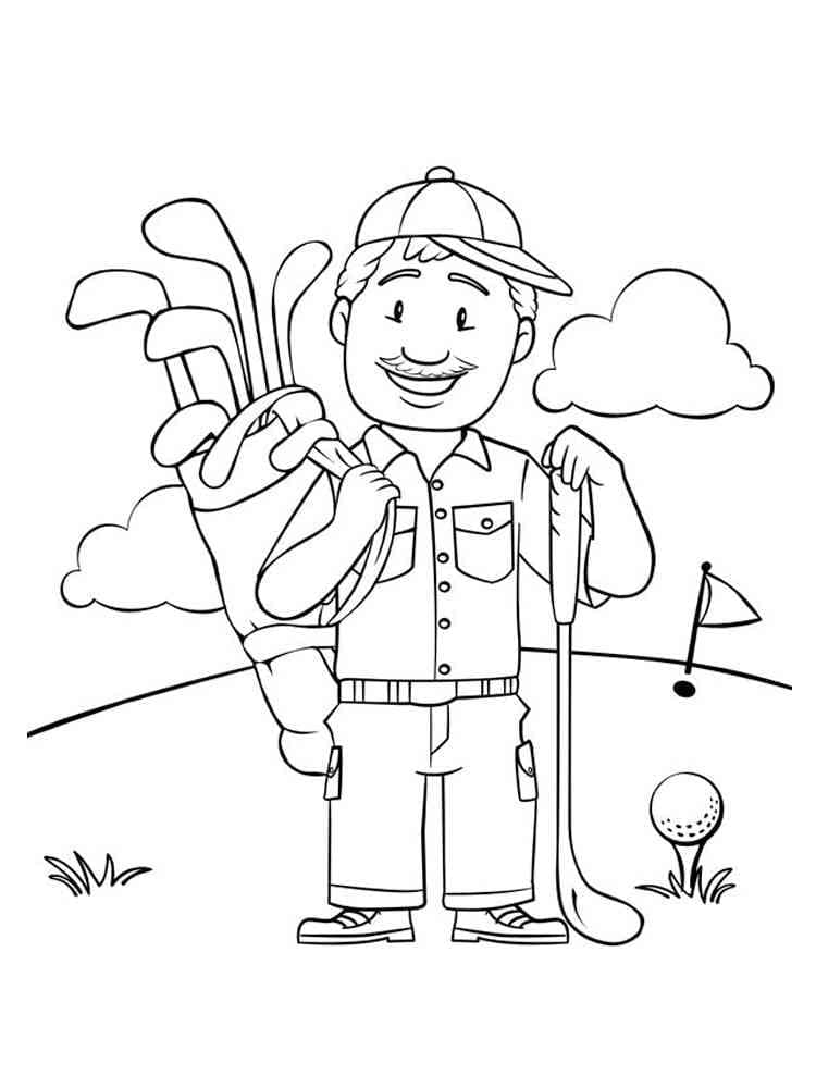 ζωγραφική Χαρούμενος παίκτης γκολφ