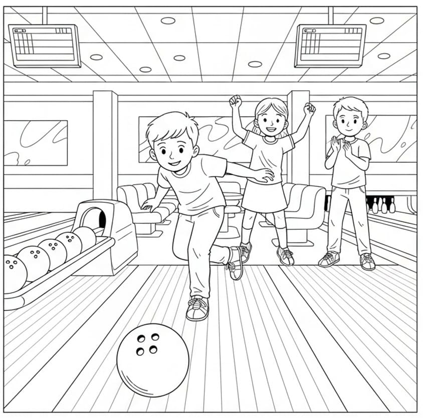 ζωγραφική Χαρούμενος στο μπόουλινγκ