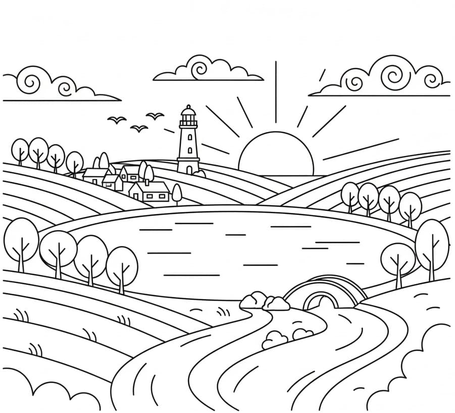 ζωγραφική Δωρεάν εικόνα τοπίου